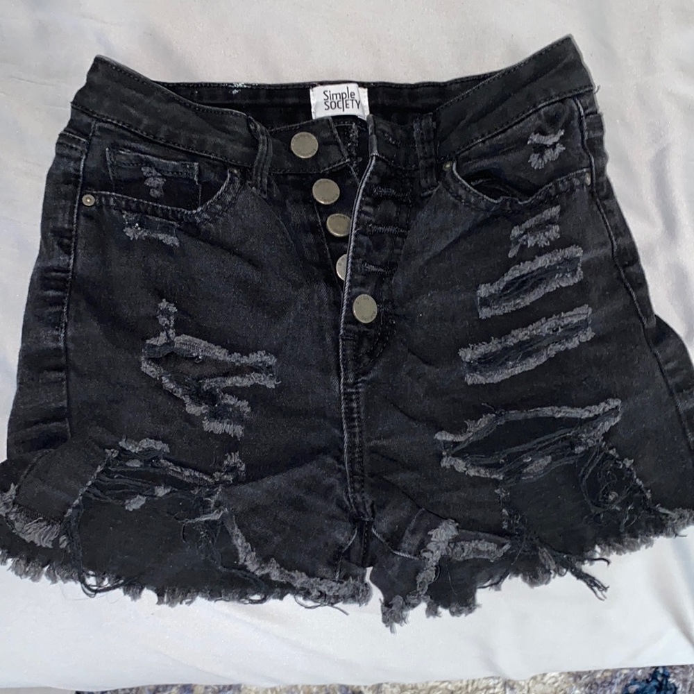 barely used simple society black ripped shorts size 1/25